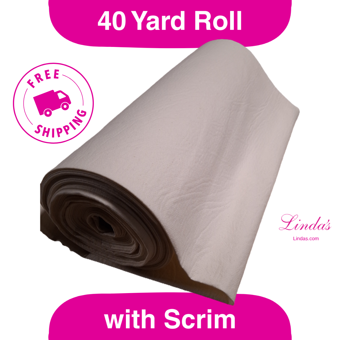 93" Wide 100% Cotton Batting with Scrim Liner, 40 Yards