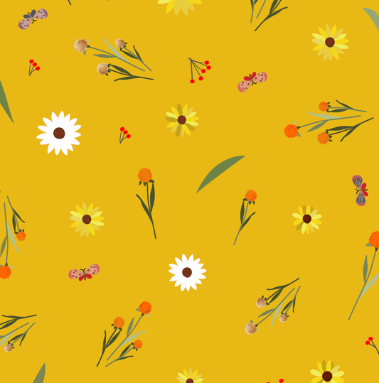 Mustard The Hill View Site 43"/44" Cotton Fabric Per Yard