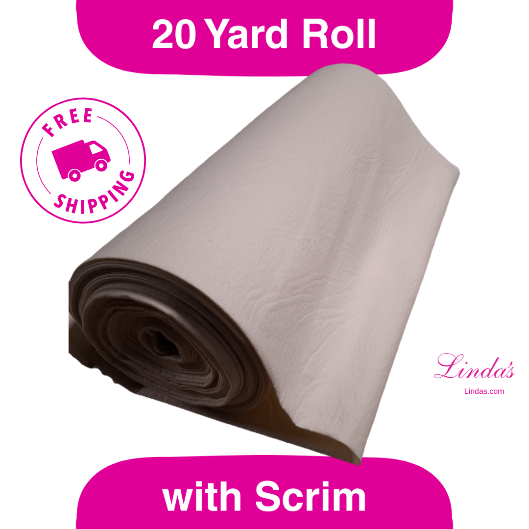 122" Wide 100% Cotton Batting with Scrim Liner, 20 yards