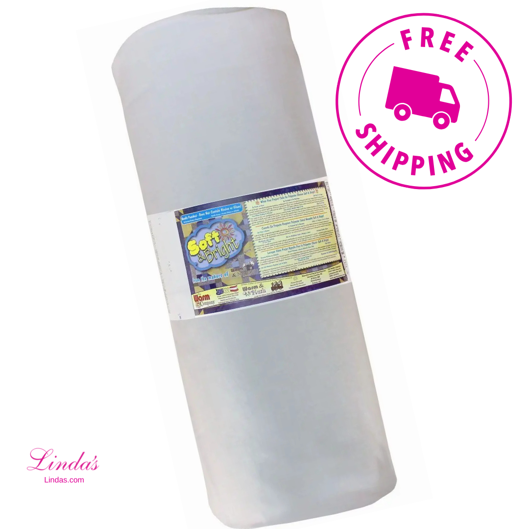 Soft & Bright 45" x 50 YD Batting - Premium Polyester Batting for Quilting