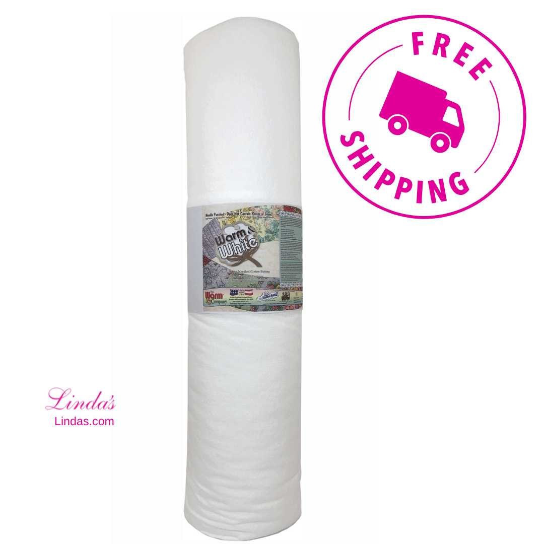 Warm & White 90" x 20 YD Cotton Batting - White Cotton Quilt Batting