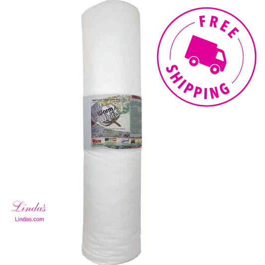 Warm & White® White Cotton Quilt Batting – 45" x 40 Yard Bolt