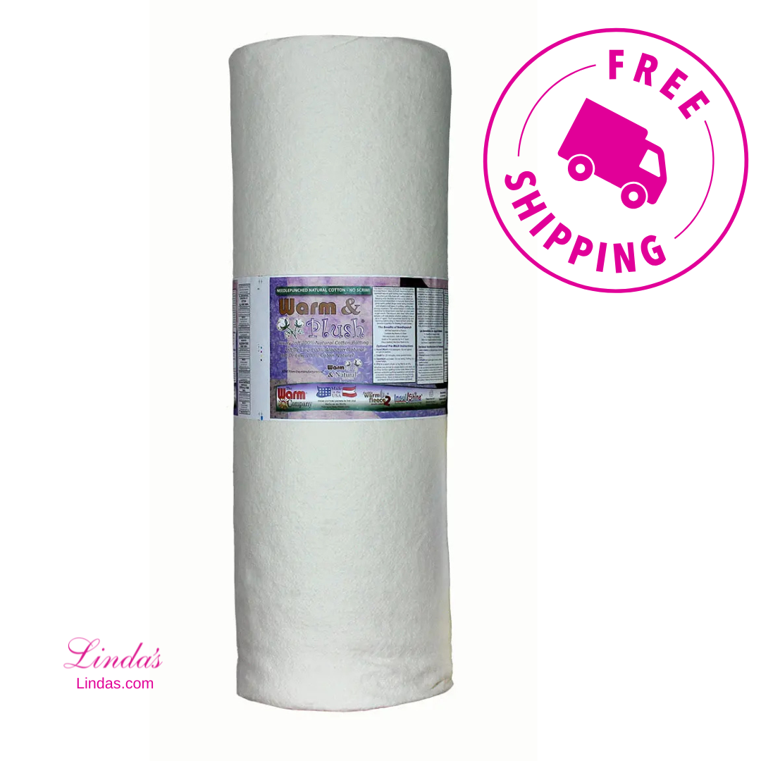 Warm & Plush 90" x 25 YD Cotton Batting - Soft and Luxurious Cotton Batting