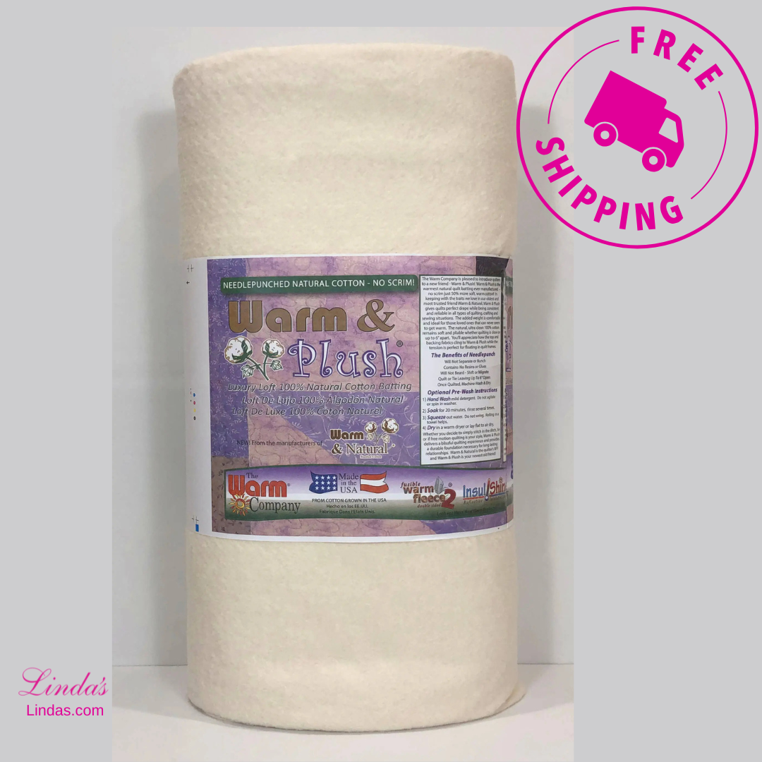 Warm & Plush 45" x 10 YD Cotton Batting - Soft and Luxurious Cotton Batting