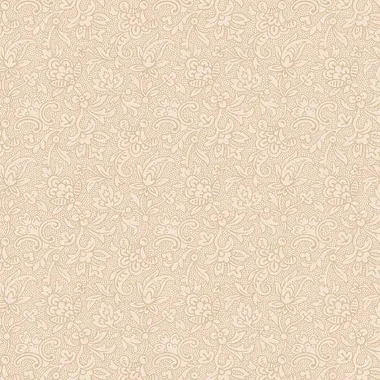 Cream Stylized Floral Cotton Wideback Fabric Per Yard