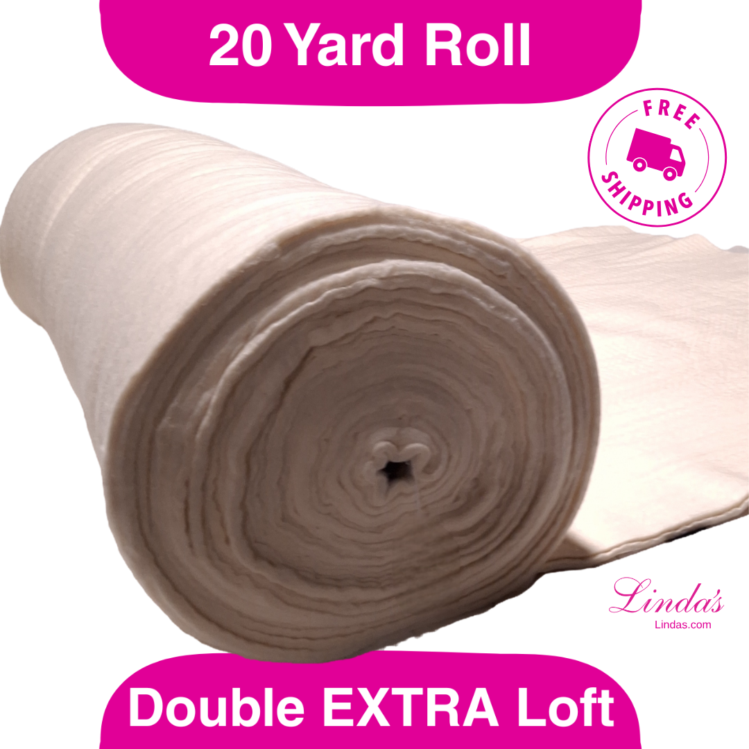 93" Wide 100% Cotton Double Extra Loft Batting, 20 yards
