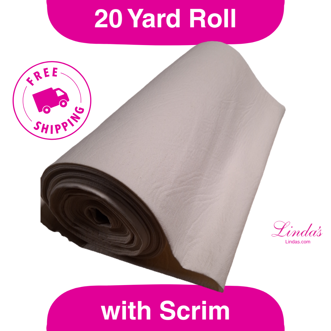 93" Wide 100% Cotton Batting with Scrim Liner, 20 Yards