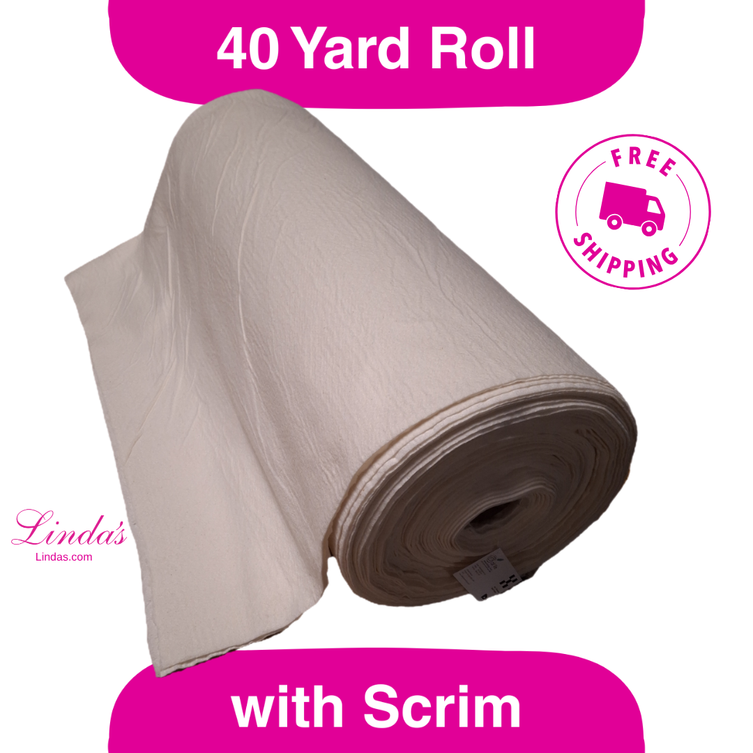 93" Wide Poly/Cotton Blend Batting with Scrim Liner, 40 yards