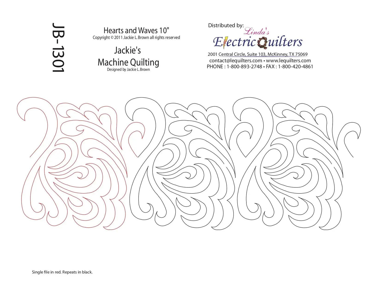 1301 Hearts And Waves Pantograph by Jackie Brown