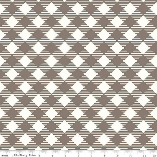 Brown Pebble Lori Holt Bee Ginghams Cotton Wideback Fabric per yard