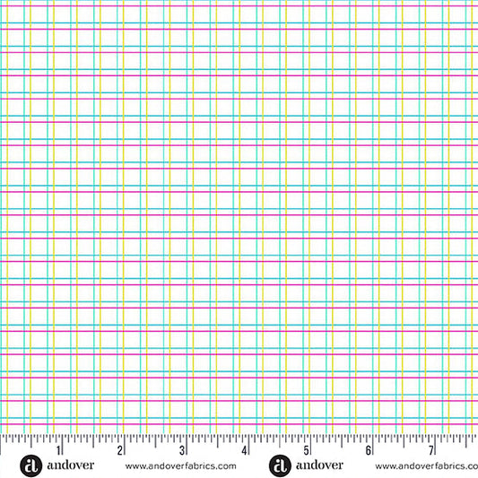White Parallel Play Color Pop Playground Cotton 44"/45" Fabric Per Yard